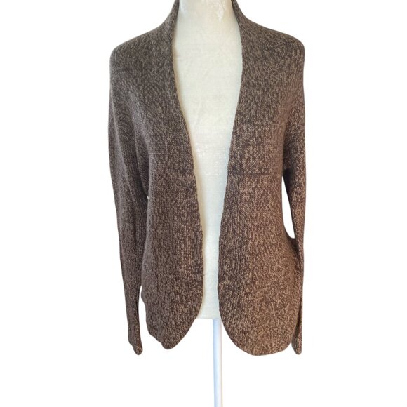 New York & Company women's M brown open front long sleeve tie cardigan sweater - Picture 2 of 10